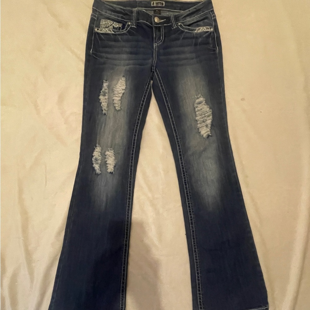 Soundgirl Blue Flare Wide Leg Jeans
